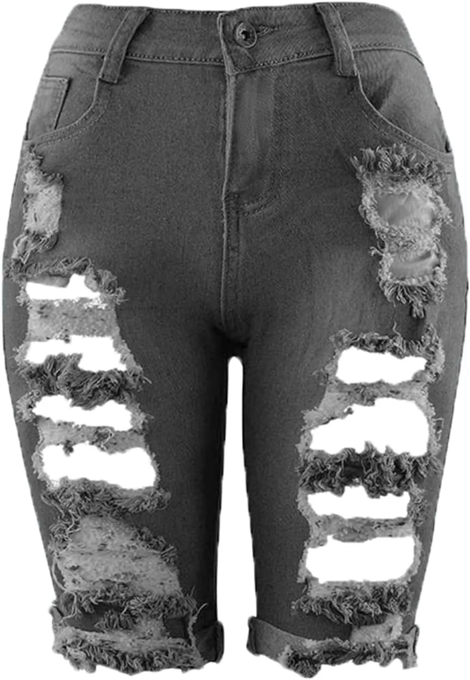 Andongnywell Womens Ripped Frayed Raw Hem High Rise Denim Shorts Casual Jean Shorts Girls Stretch Distressed Short Jeans