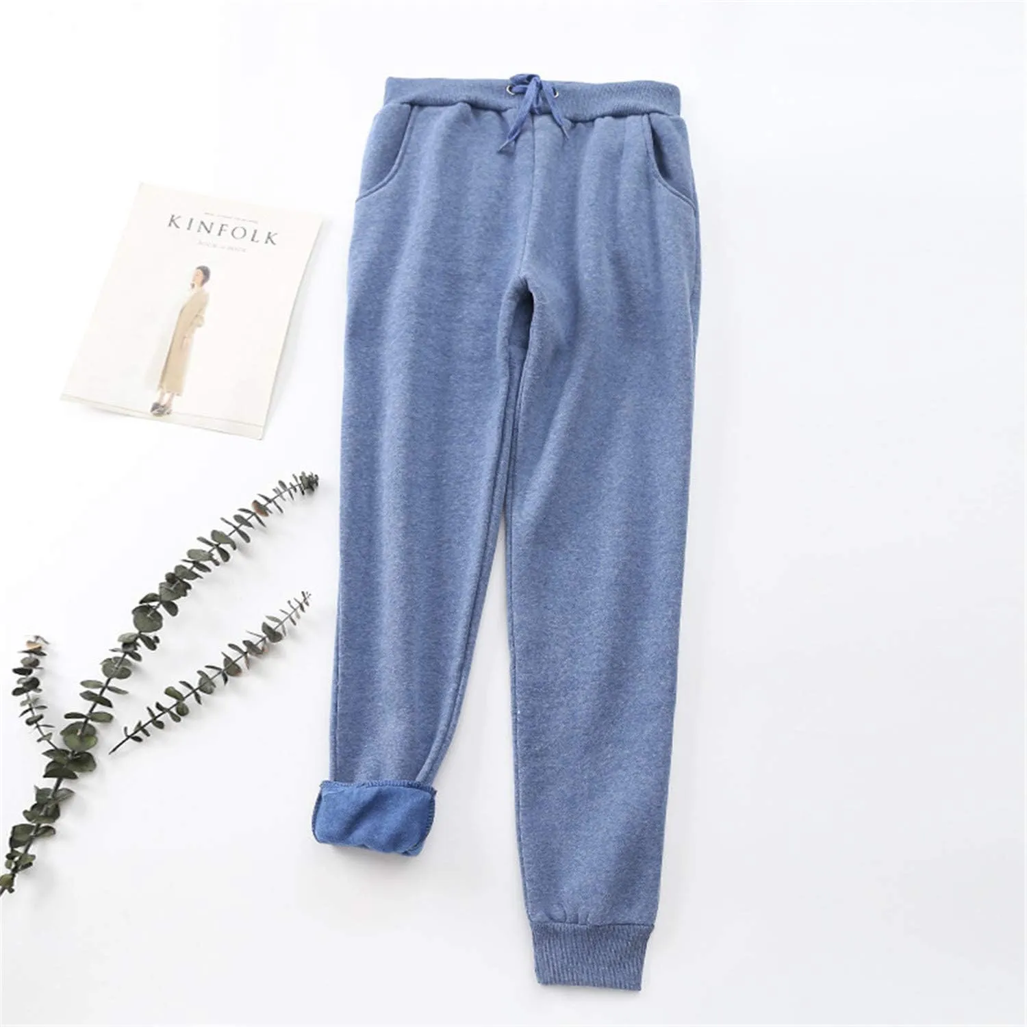 Andongnywell Women's Warm Sherpa Lined Sweatpants Active Running Fleece Jogger Pants