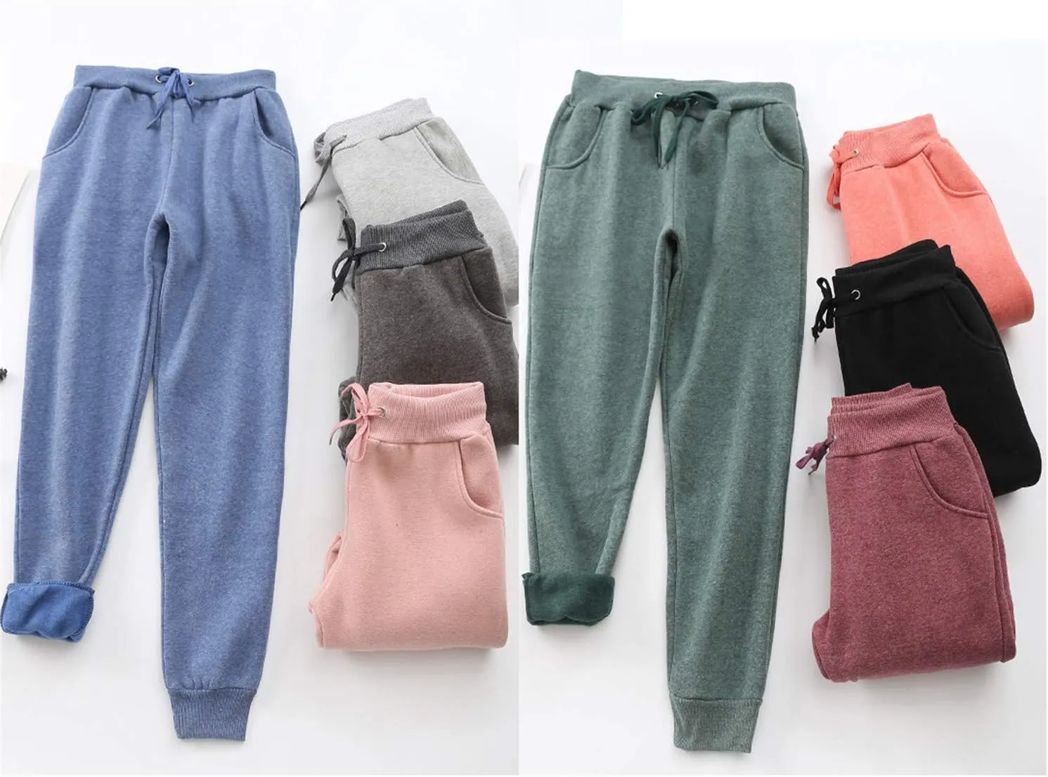 Andongnywell Women's Warm Sherpa Lined Sweatpants Active Running Fleece Jogger Pants