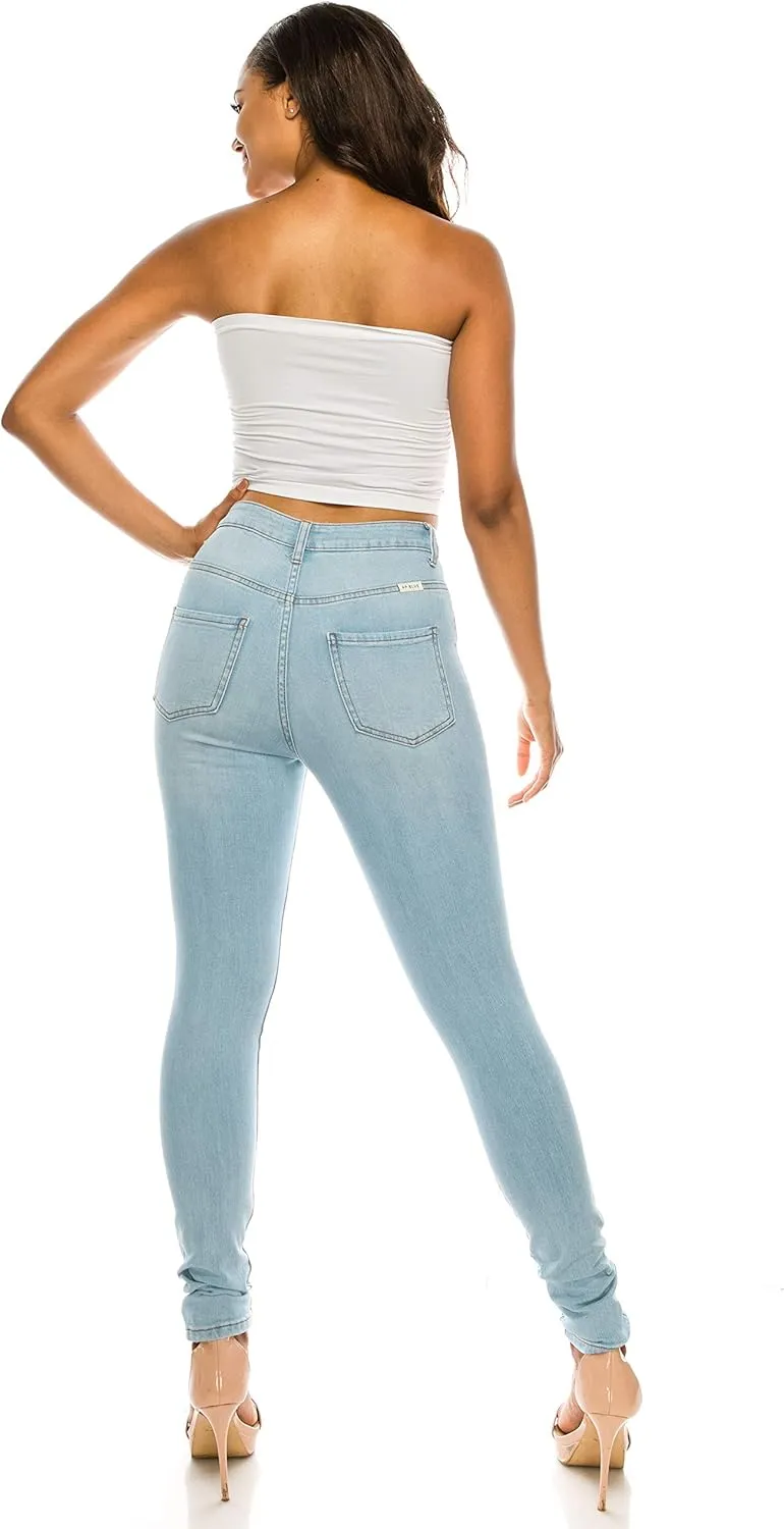 Aphrodite Skinny Cargo Jeans for Women - High Waisted Hand Sanding Distressed Ripped Jeans Stretch Denim Pants