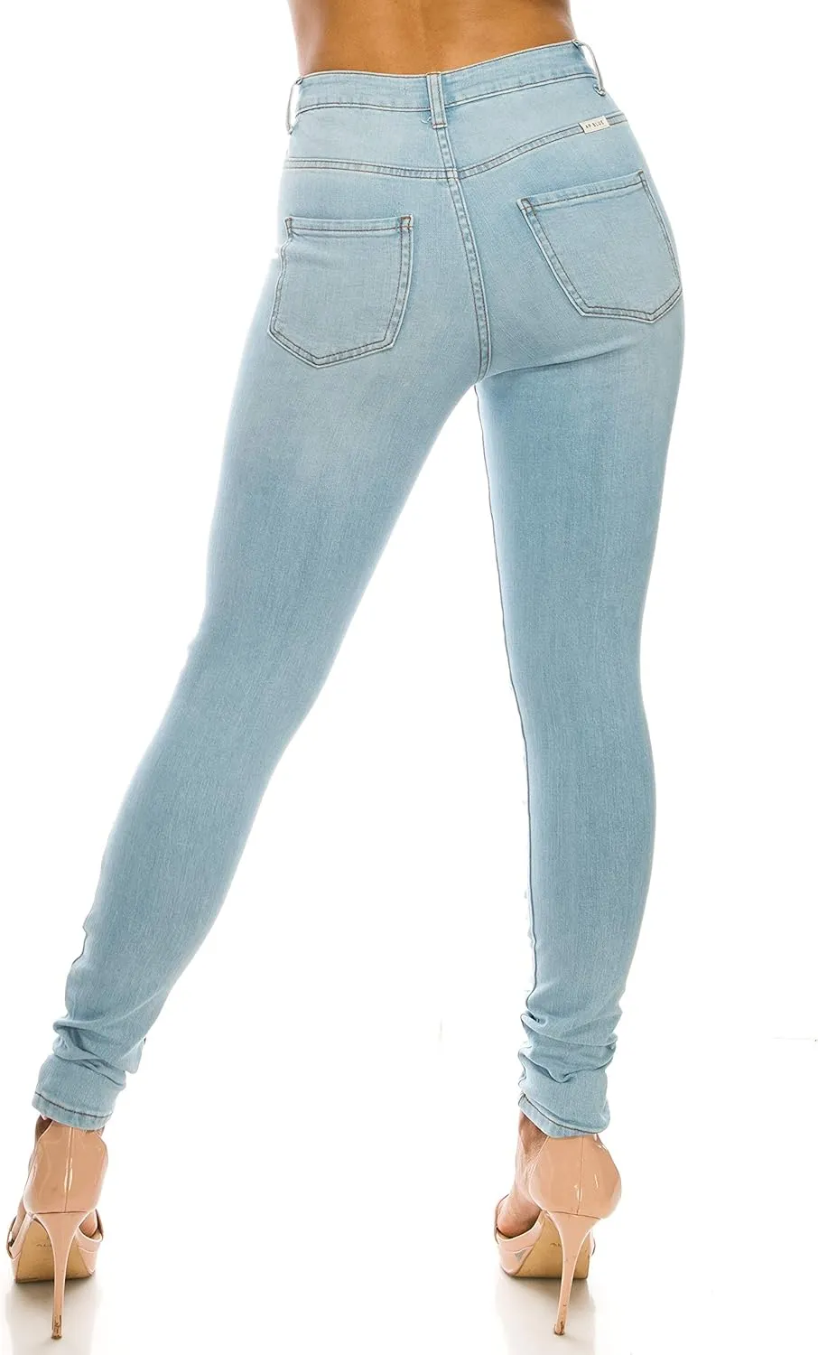 Aphrodite Skinny Cargo Jeans for Women - High Waisted Hand Sanding Distressed Ripped Jeans Stretch Denim Pants