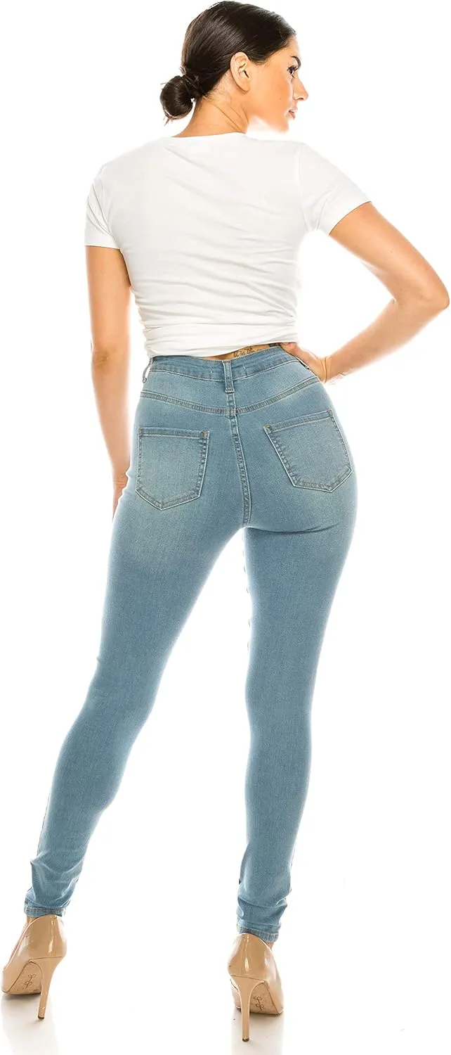 Aphrodite Skinny Cargo Jeans for Women - High Waisted Hand Sanding Distressed Ripped Jeans Stretch Denim Pants