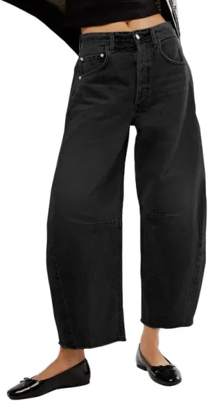 Barrel High Waisted Casual Baggy Trendy Straight Wide Leg Boyfriend Jeans