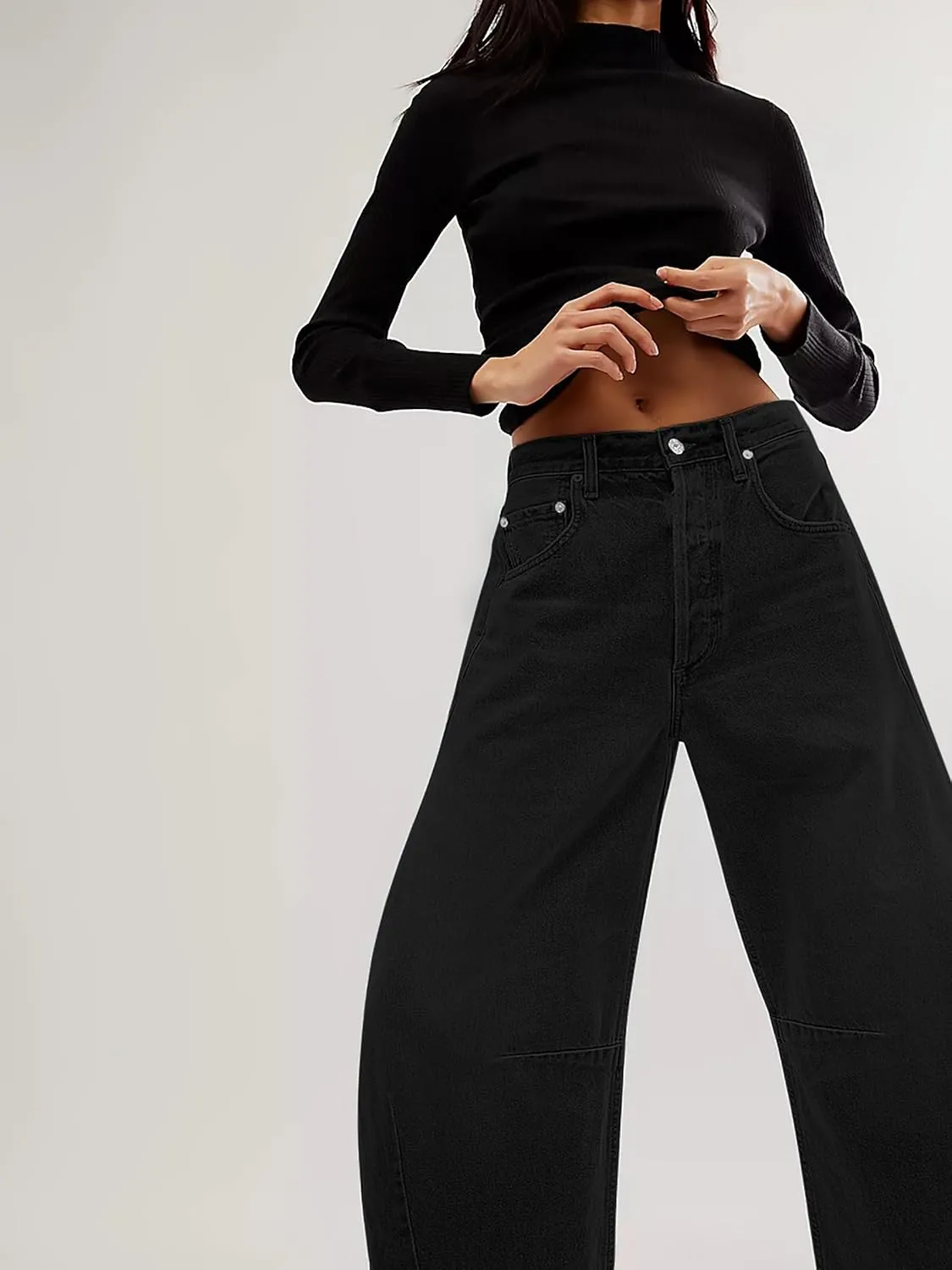 Barrel High Waisted Casual Baggy Trendy Straight Wide Leg Boyfriend Jeans