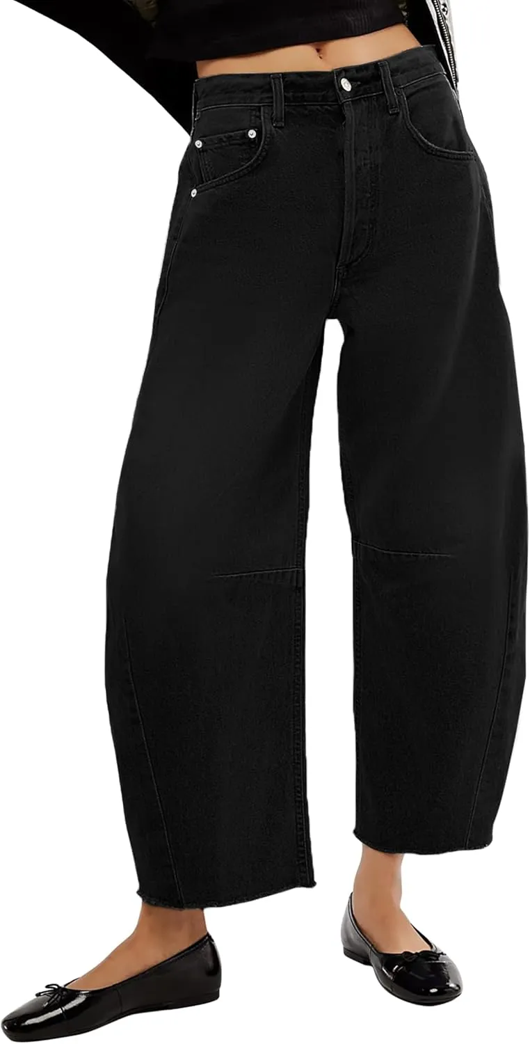 Barrel High Waisted Casual Baggy Trendy Straight Wide Leg Boyfriend Jeans
