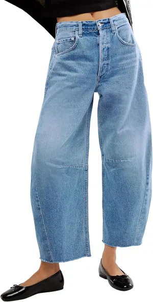 Barrel High Waisted Casual Baggy Trendy Straight Wide Leg Boyfriend Jeans