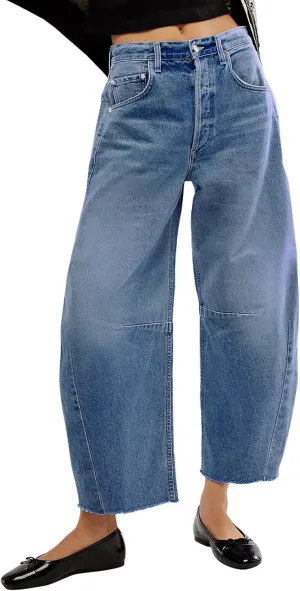 Barrel High Waisted Casual Baggy Trendy Straight Wide Leg Boyfriend Jeans