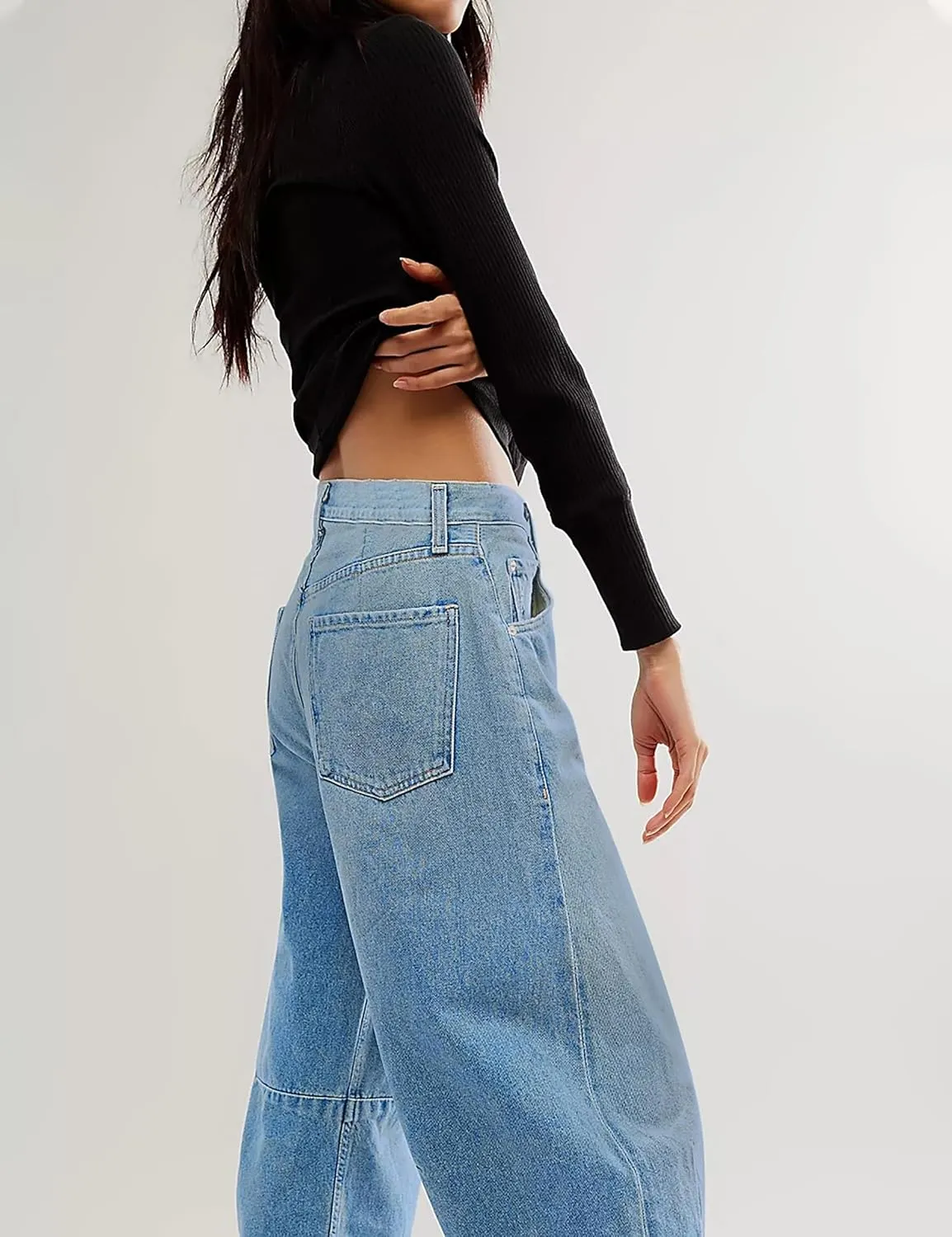Barrel High Waisted Casual Baggy Trendy Straight Wide Leg Boyfriend Jeans