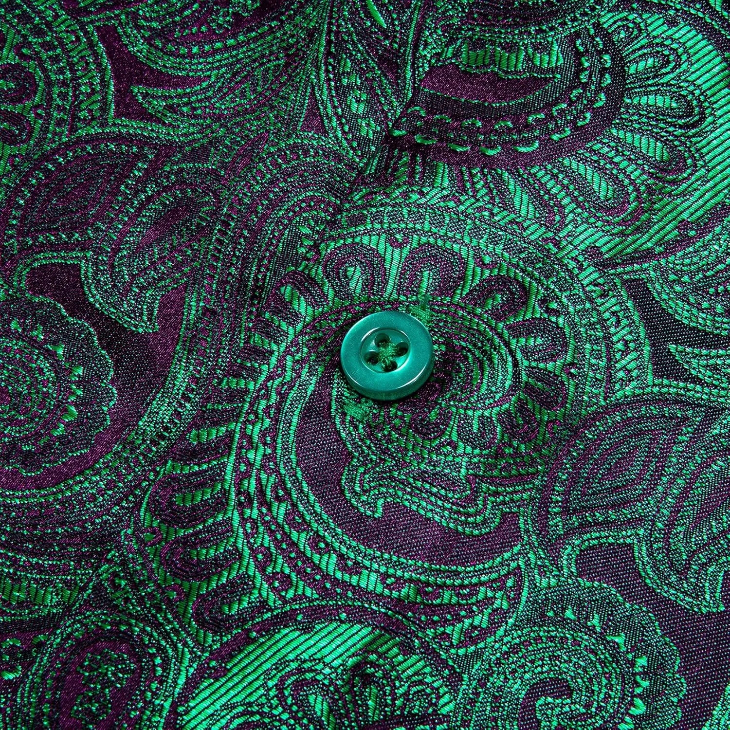 Barry.Wang Men Dress Shirts Paisley 70s Disco Shirt Button Down Silk Long Sleeve Tops for Wedding/Prom/Party/Nightclub