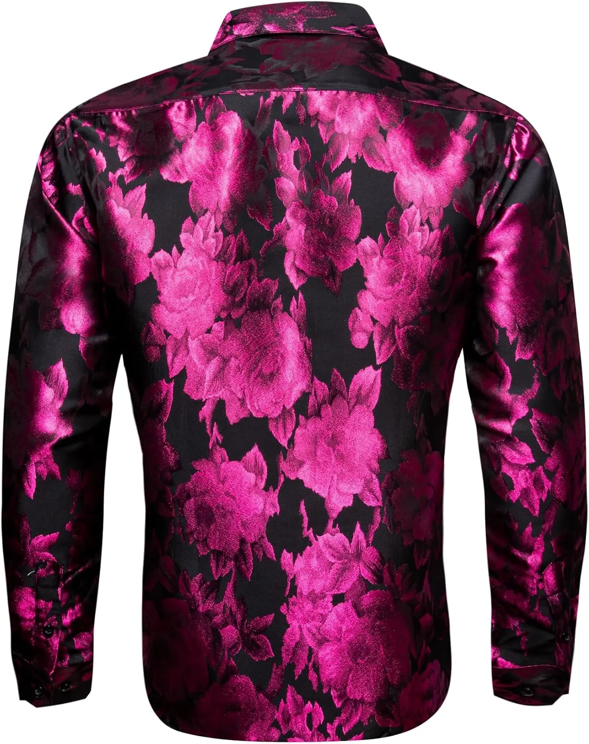 Barry.Wang Men's Silk Shirts Button Down Dress Shirt for Men Satin Paisley Floral Long Sleeve Cowboy Casual Mexico Shirts