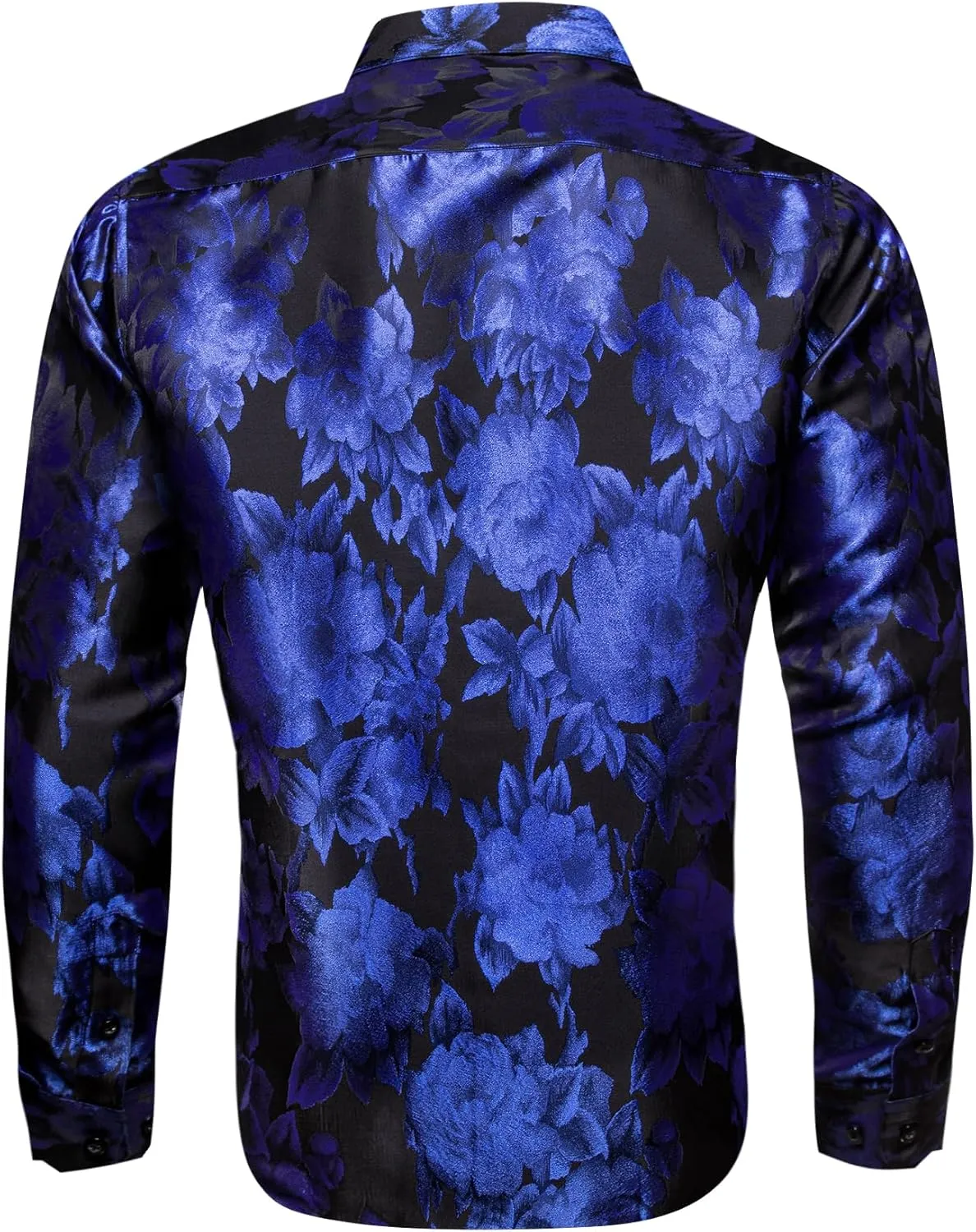 Barry.Wang Men's Silk Shirts Button Down Dress Shirt for Men Satin Paisley Floral Long Sleeve Cowboy Casual Mexico Shirts