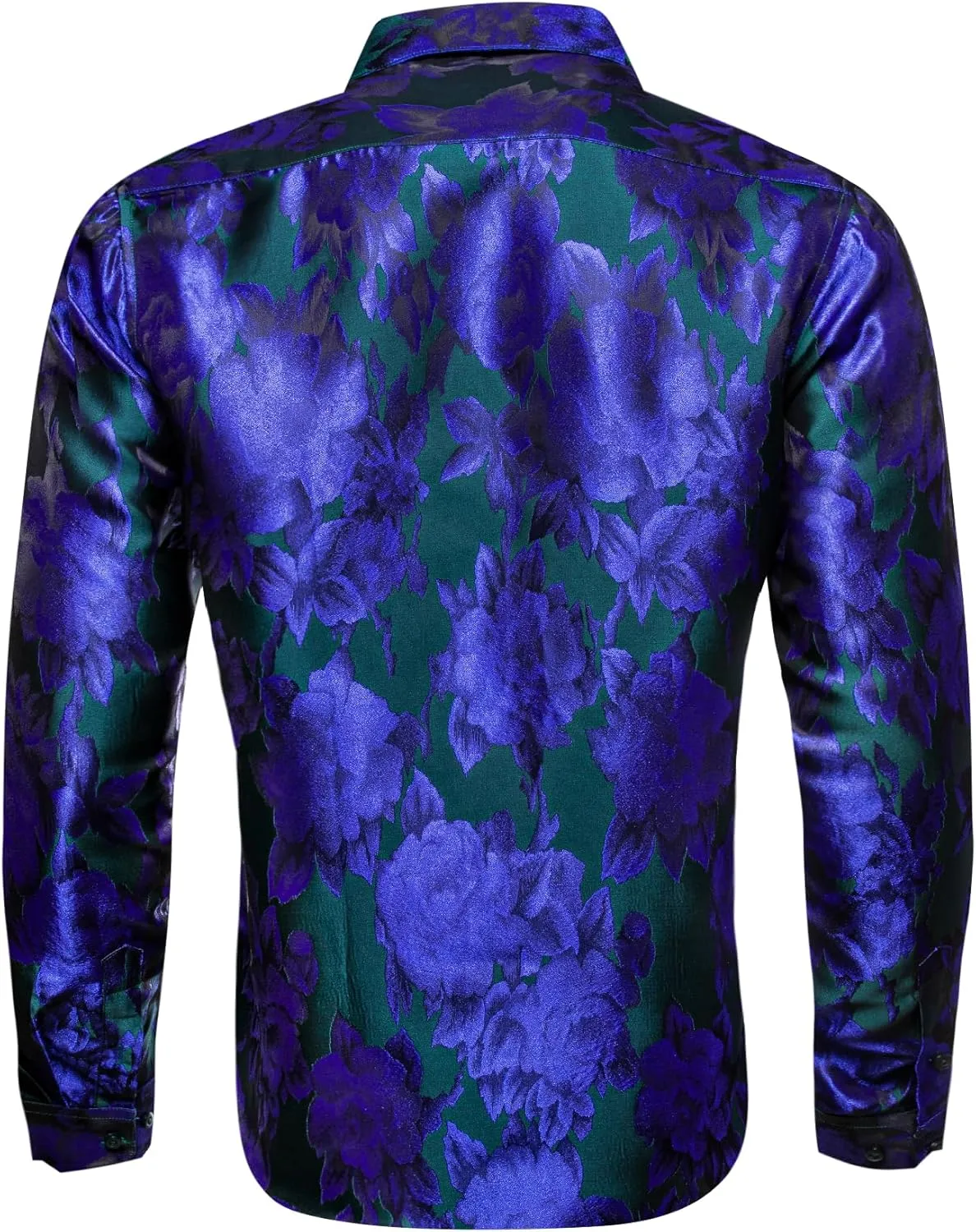 Barry.Wang Men's Silk Shirts Button Down Dress Shirt for Men Satin Paisley Floral Long Sleeve Cowboy Casual Mexico Shirts