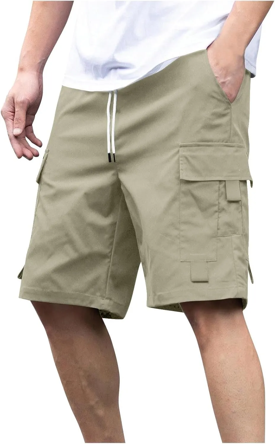 Big and Tall Cargo Shorts Drawstring Elastic Waist Outdoor Sweatshort Summer Casual Workout Gym Hiking Jogger Pockets