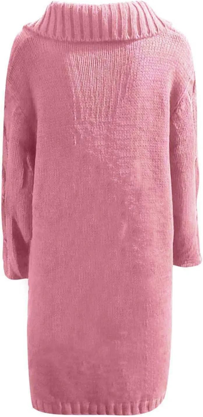 Cable Knit Open Front Sweaters for Women Long Plus Size Cardigan Hooded Chunky Button Down Comfy Kimono Coat Elegant Pockets