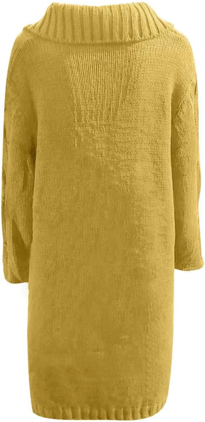 Cable Knit Open Front Sweaters for Women Long Plus Size Cardigan Hooded Chunky Button Down Comfy Kimono Coat Elegant Pockets