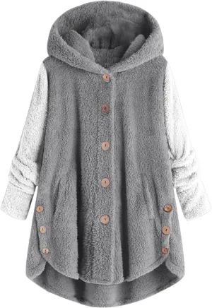 Cardigan Sweaters for Women 2024 Plus Size Long Sleeve Button Hoodie Winter Coat Women Fleece Jacket with Pockets