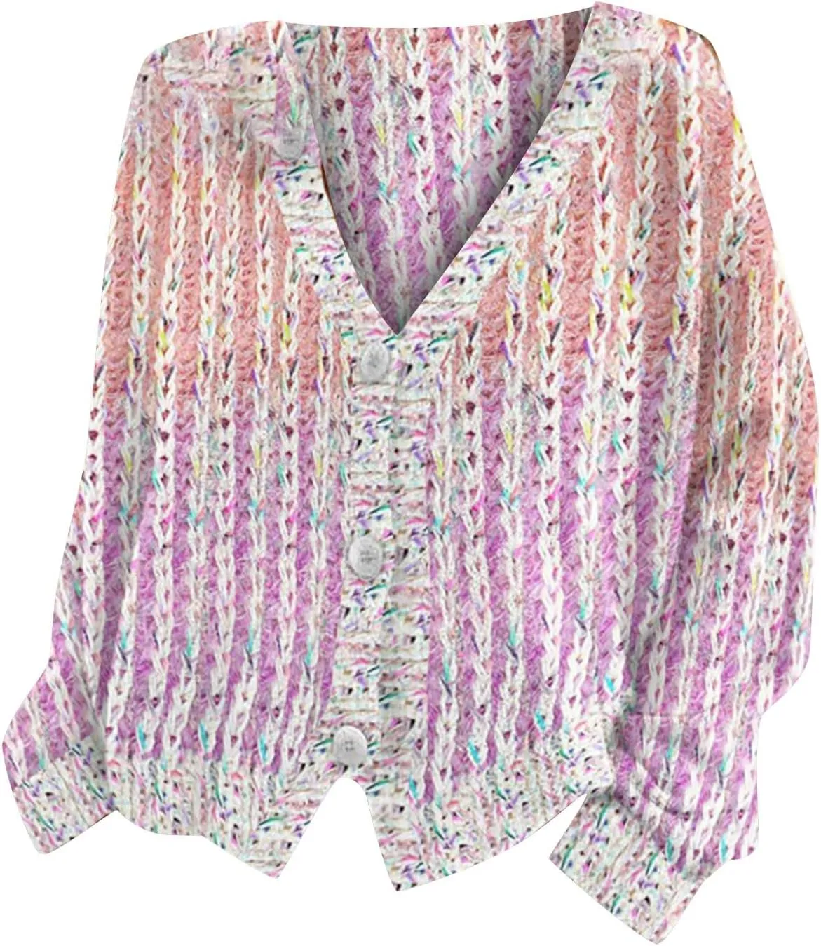 Cardigan Sweaters for Women Fall Casual Floral Printed Long Sleeve Button V-Neck Open Front Lightweight Loose Outwear