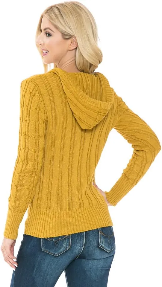 Cardigan Sweaters for Women,Hooded Sweaters for Women,Long Sleeve Open Front Buttons Knit Cardigan for Women
