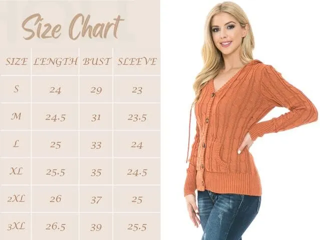 Cardigan Sweaters for Women,Hooded Sweaters for Women,Long Sleeve Open Front Buttons Knit Cardigan for Women