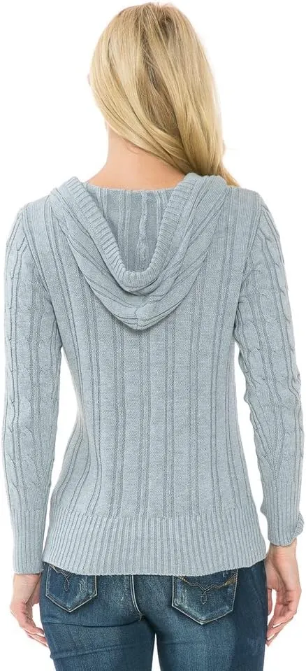 Cardigan Sweaters for Women,Hooded Sweaters for Women,Long Sleeve Open Front Buttons Knit Cardigan for Women