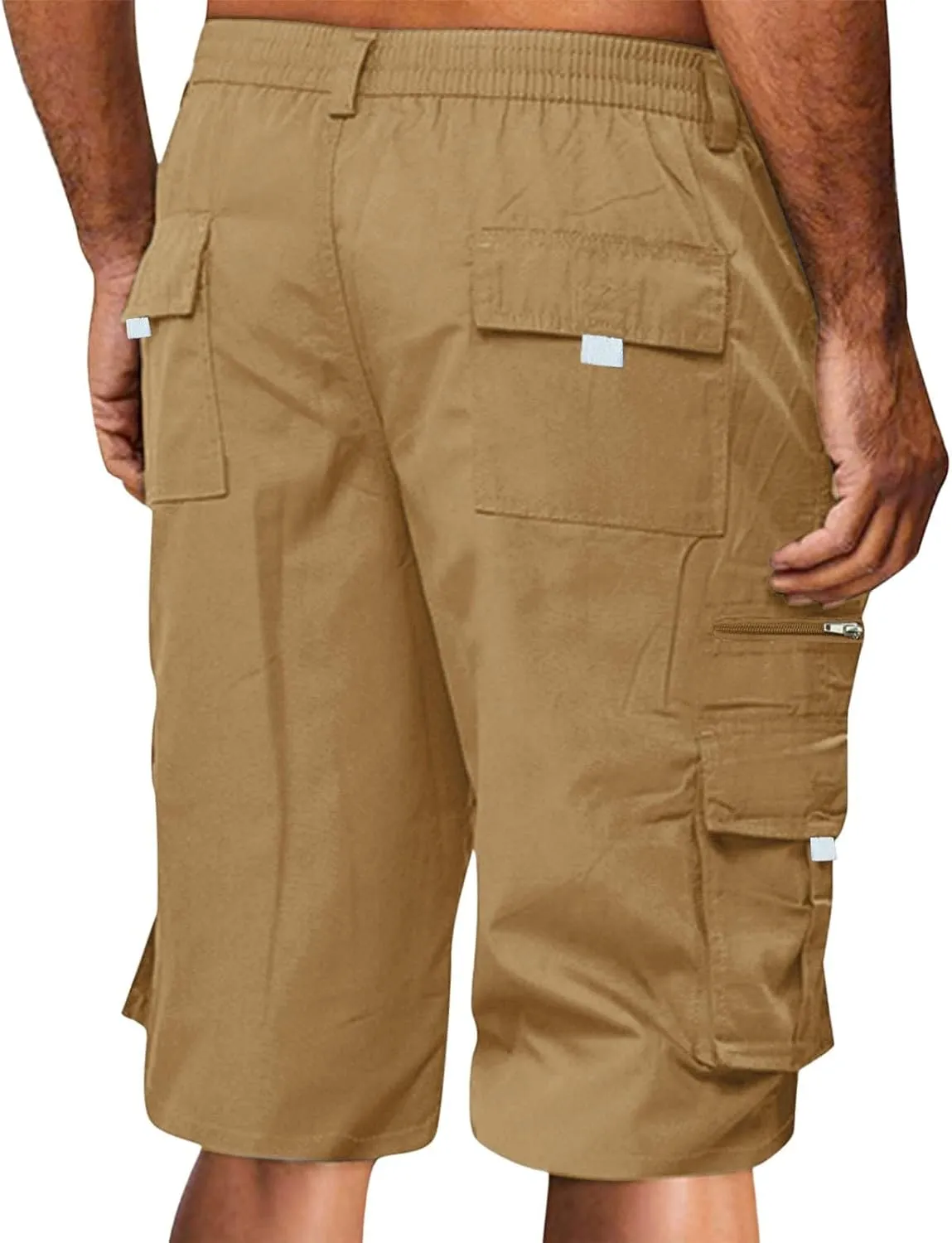 Cargo Shorts for Men Baggy Lightweight Casual Fashion Shorts with Multi-Pocket Button Zipper Elastic Waist Half Pants
