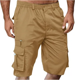 Cargo Shorts for Men Baggy Lightweight Casual Fashion Shorts with Multi-Pocket Button Zipper Elastic Waist Half Pants