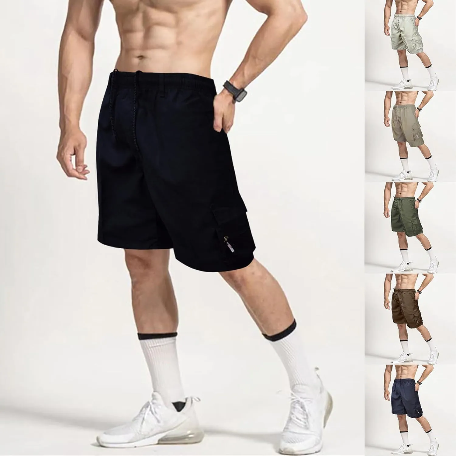 Cargo Shorts for Men Basketball Athletic Shorts Lightweight Outdoor Baggy Fit Shorts Multi Pocket Cargo Pants