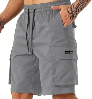 Cargo Shorts for Men Drawstring Elastic Waist Athletic Work Shorts Outdoor Hiking Short Pants with Multi Pockets