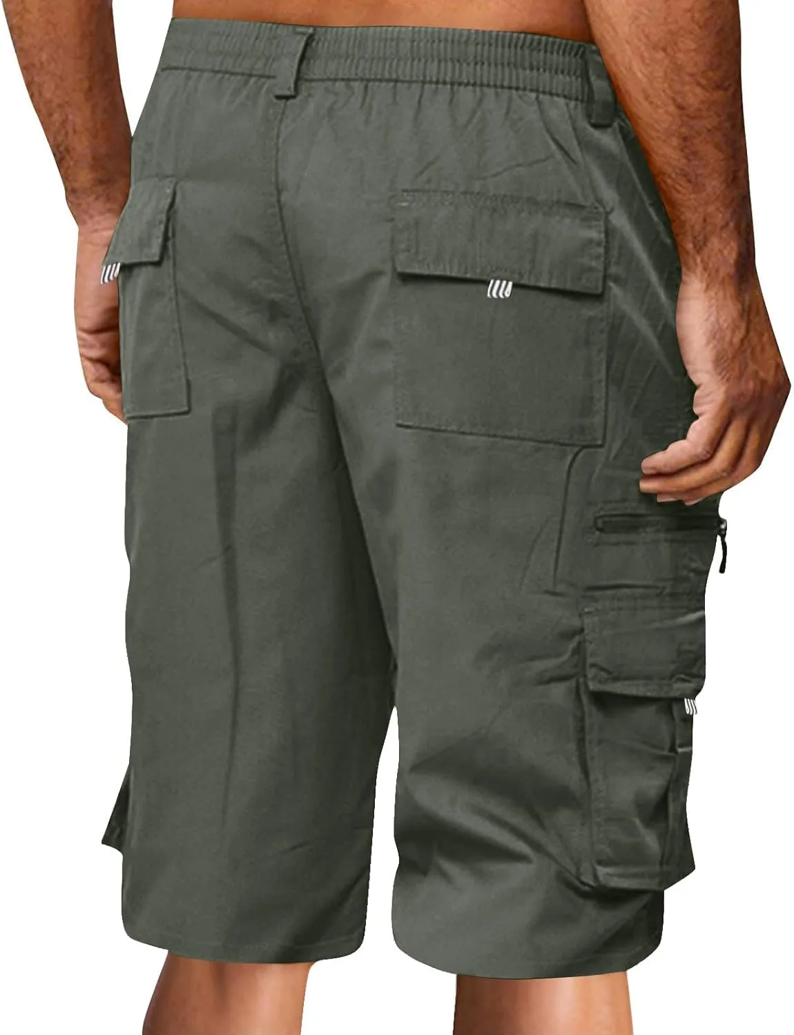 Cargo Shorts for Men Relaxed Lightweight Workout Shorts 2025 Summer Elastic Waist Zipper Golf Tactical SweatShorts