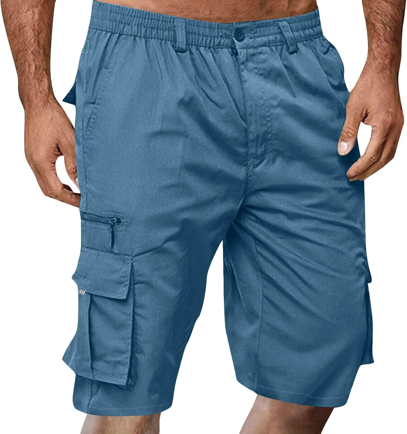 Cargo Shorts for Men Relaxed Lightweight Workout Shorts 2025 Summer Elastic Waist Zipper Golf Tactical SweatShorts