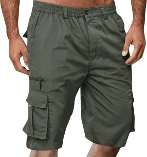Cargo Shorts for Men Relaxed Lightweight Workout Shorts 2025 Summer Elastic Waist Zipper Golf Tactical SweatShorts