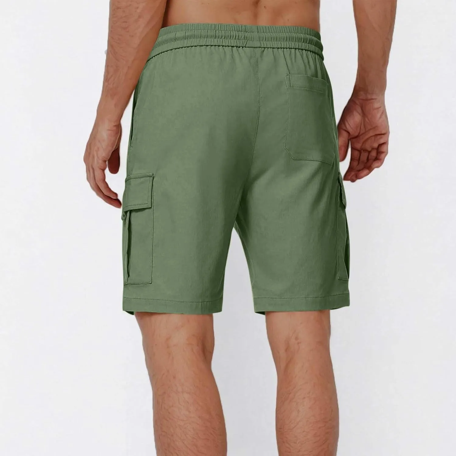 Cargo Shorts for Men Soft Cotton Hiking Tactical SweatShorts Elastic Waist Utility Athletic Gym Shorts Baggy Joggers