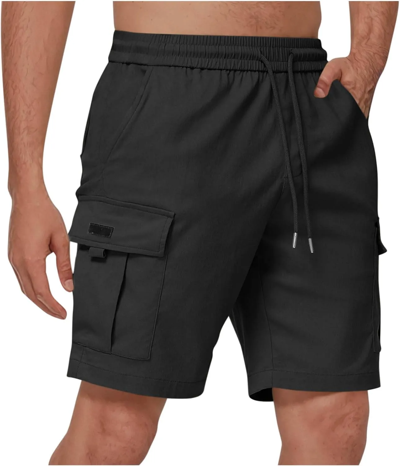 Cargo Shorts for Men Soft Cotton Hiking Tactical SweatShorts Elastic Waist Utility Athletic Gym Shorts Baggy Joggers