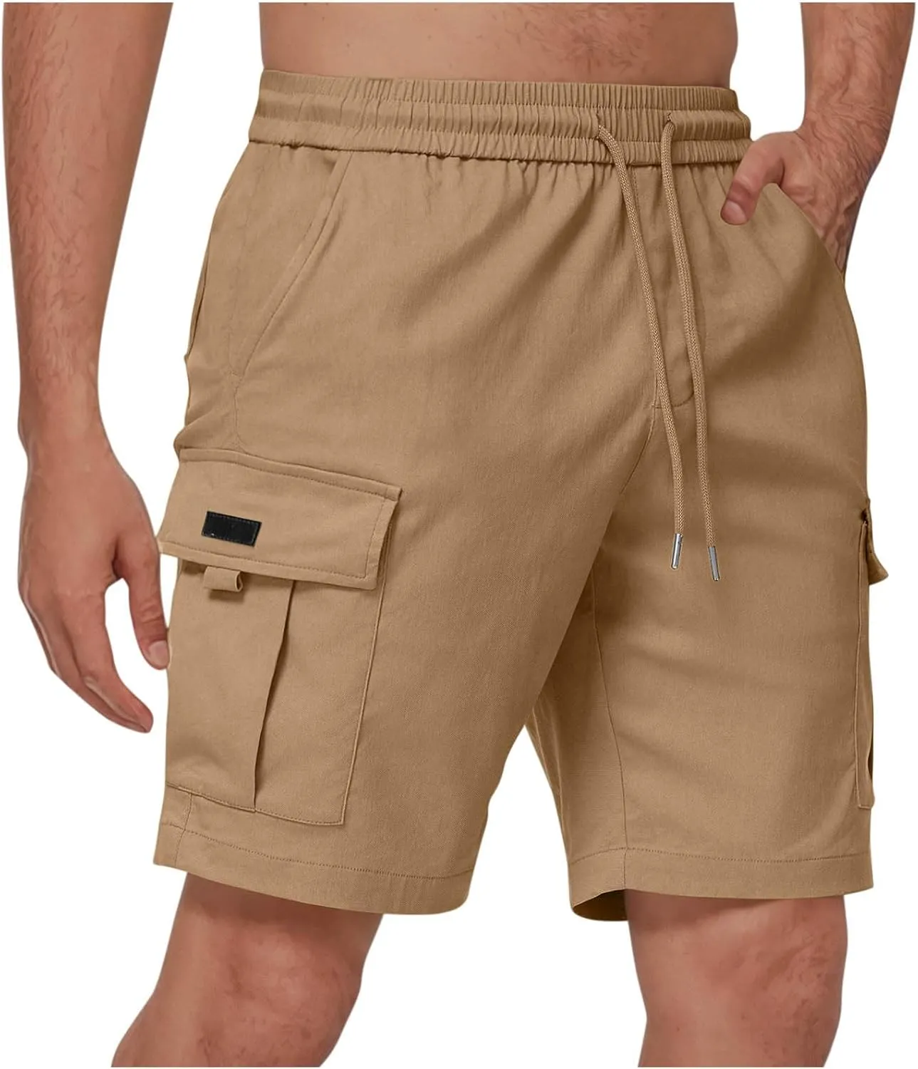 Cargo Shorts for Men Soft Cotton Hiking Tactical SweatShorts Elastic Waist Utility Athletic Gym Shorts Baggy Joggers