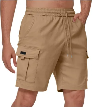 Cargo Shorts for Men Soft Cotton Hiking Tactical SweatShorts Elastic Waist Utility Athletic Gym Shorts Baggy Joggers