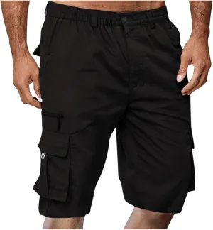 Cargo Shorts for Mens Elastic Waist Lightweight Stretchy Work Shorts Summer Casual Gym Workout Pants with Pockets