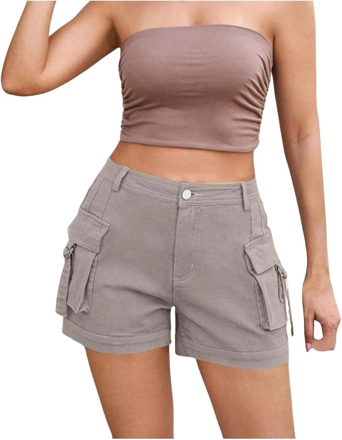 Cargo Shorts for Women Trendy High Wasited Casual Summer Stretchy Utility Cut Off Shorts with Pockets 2024 Trendy