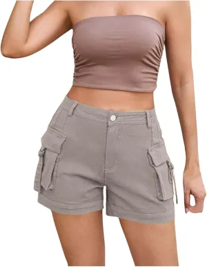 Cargo Shorts for Women Trendy High Wasited Casual Summer Stretchy Utility Cut Off Shorts with Pockets 2024 Trendy