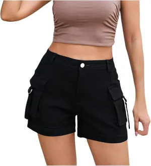 Cargo Shorts for Women Trendy High Wasited Casual Summer Stretchy Utility Cut Off Shorts with Pockets 2024 Trendy