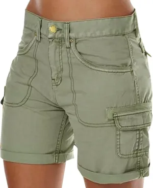 Cargo Shorts Women High Waisted Casual Pull On Hiking Shorts Lightweight Plus Size Summer Loose Fit Short Pants Clothes