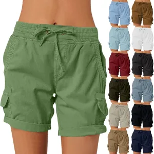 Cargo Shorts Women Summer Casual High Waisted Drawstring Hiking Shorts Baggy Trendy Athletic Shorts with Pockets