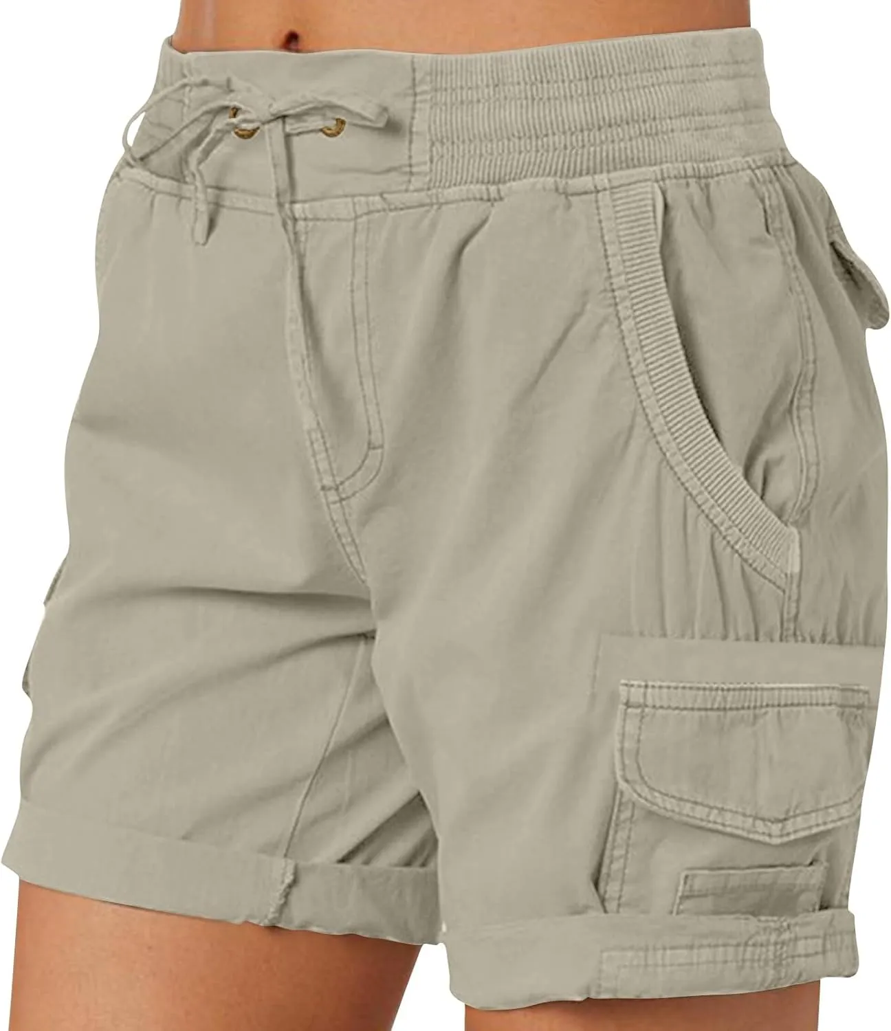 Cargo Shorts Women Summer Casual High Waisted Drawstring Hiking Shorts Baggy Trendy Athletic Shorts with Pockets