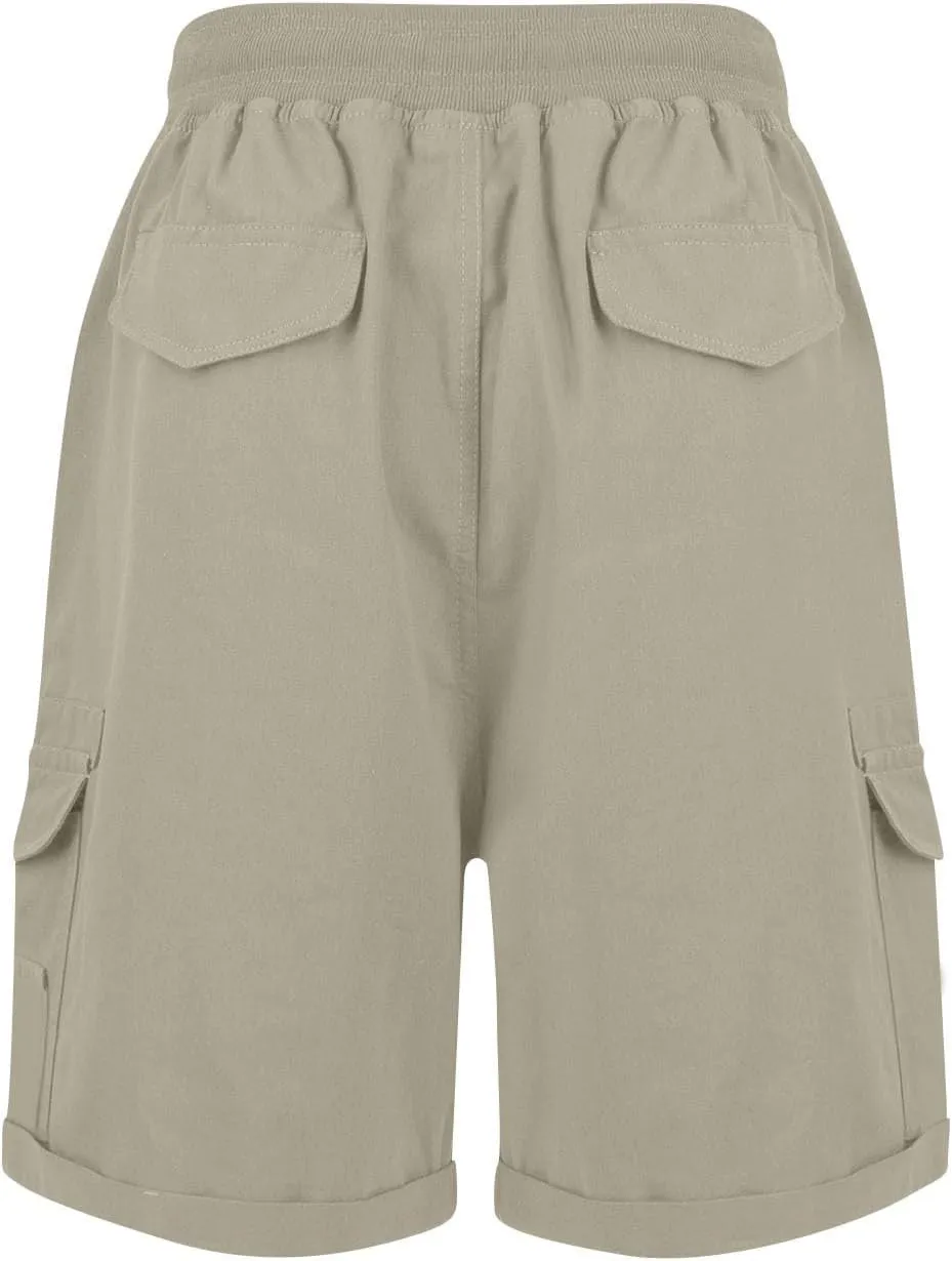 Cargo Shorts Women Summer Casual High Waisted Drawstring Hiking Shorts Baggy Trendy Athletic Shorts with Pockets