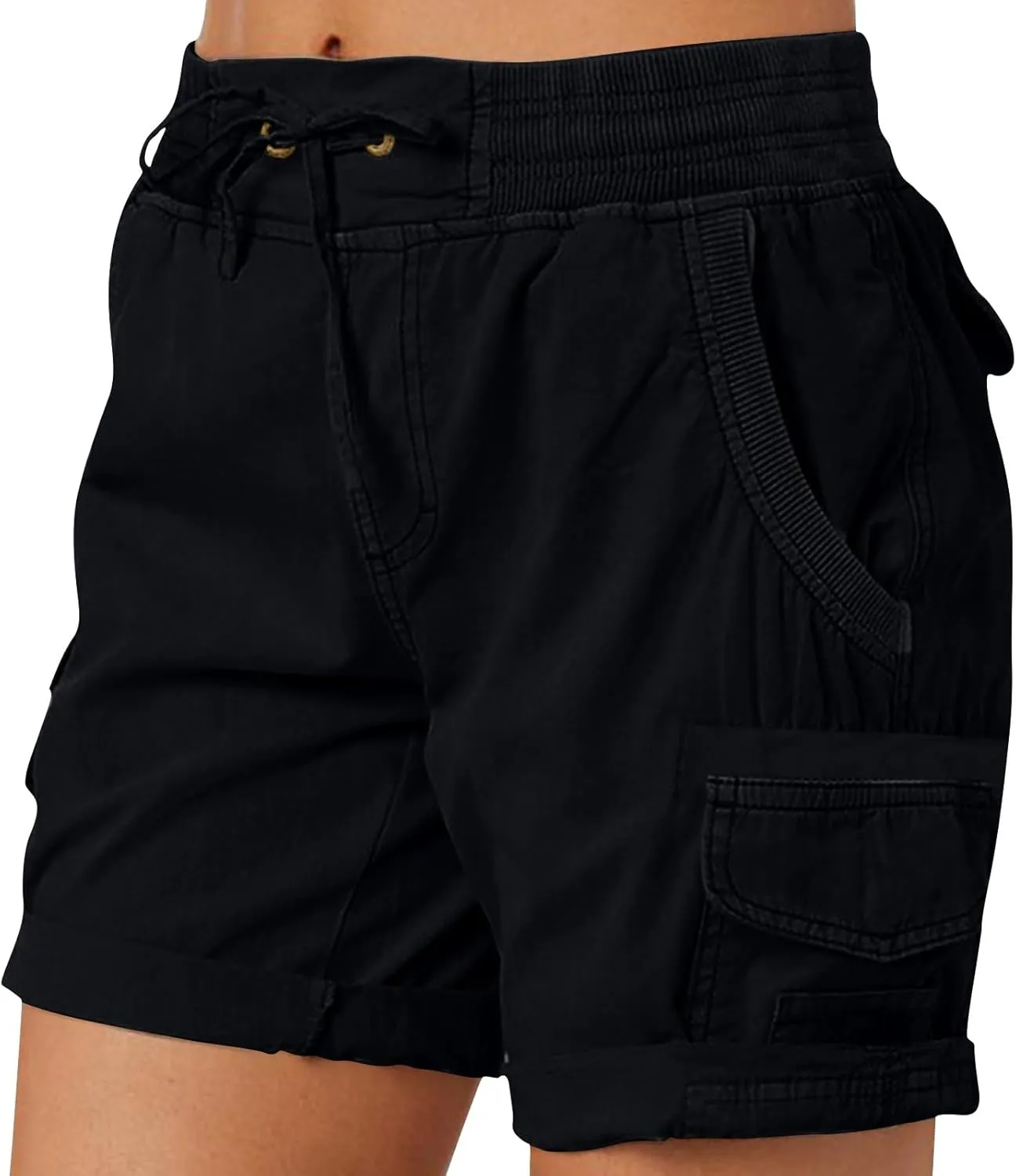 Cargo Shorts Women Summer Casual High Waisted Drawstring Hiking Shorts Baggy Trendy Athletic Shorts with Pockets