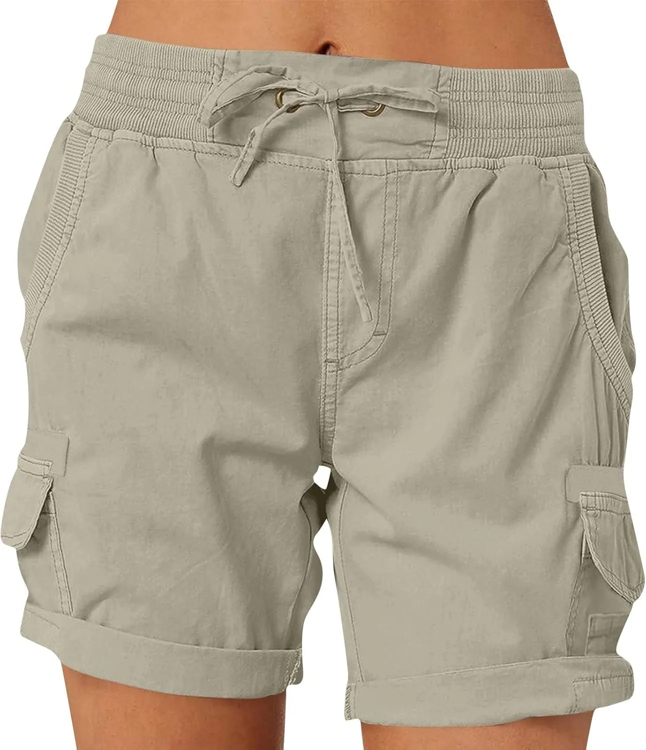 Cargo Shorts Women Summer Casual High Waisted Drawstring Hiking Shorts Baggy Trendy Athletic Shorts with Pockets