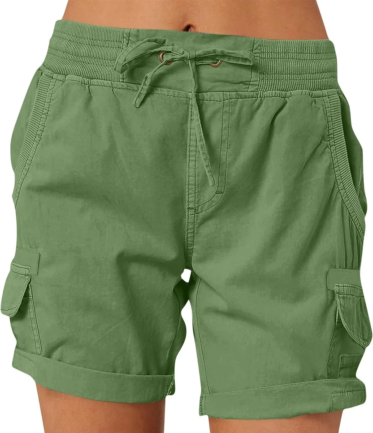 Cargo Shorts Women Summer Casual High Waisted Drawstring Hiking Shorts Baggy Trendy Athletic Shorts with Pockets