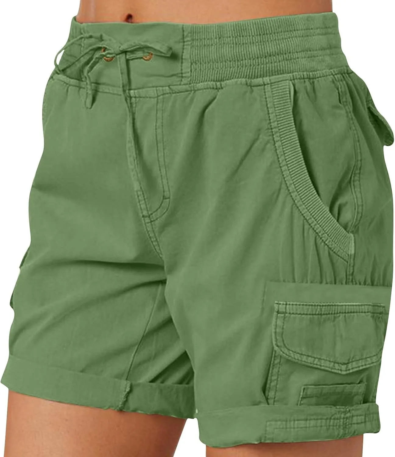 Cargo Shorts Women Summer Casual High Waisted Drawstring Hiking Shorts Baggy Trendy Athletic Shorts with Pockets