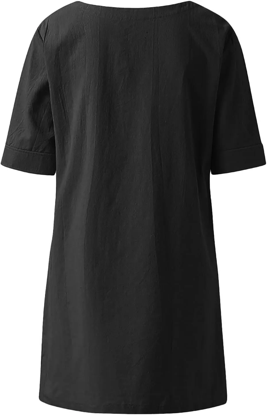 Casual Cotton and Linen 3/4 Sleeve Summer Tops for Women Loose Irregular Hem Tunic T Shirt Solid Plain Plus Size Blouse