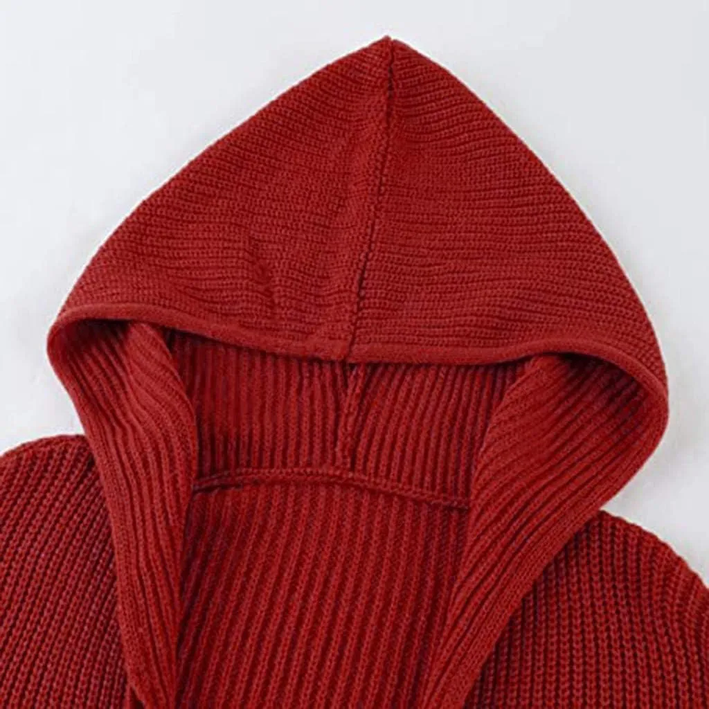 Casual Zip Up Hoodies for Women Oversized Long Sleeve Open Front Knitted Cardigans Drawstring Hooded Sweaters Jackets