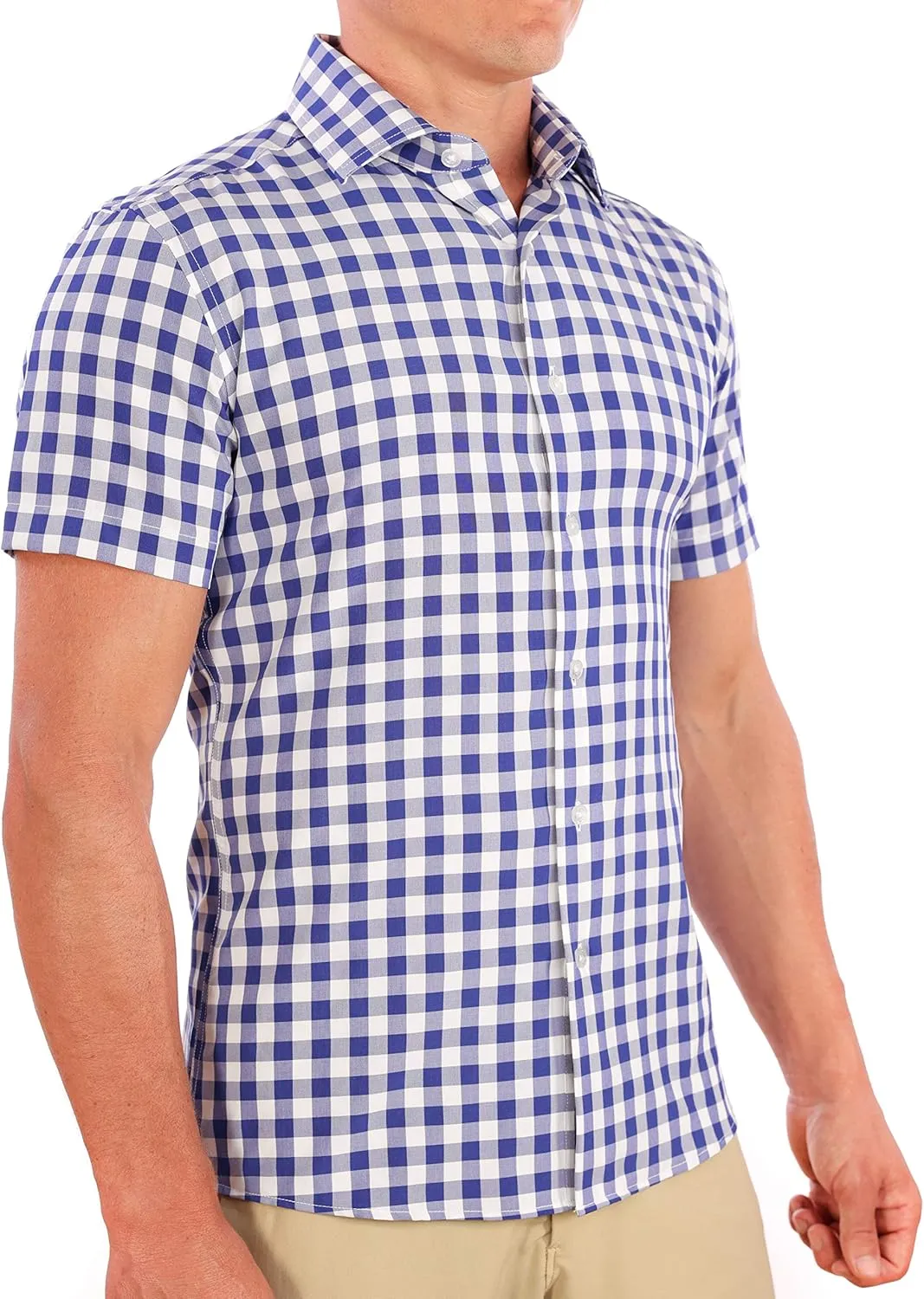 CC Performance Slim Fit Short Sleeve Button Down Shirts for Men | Wrinkle Resistant Casual Button Up Shirts for Men